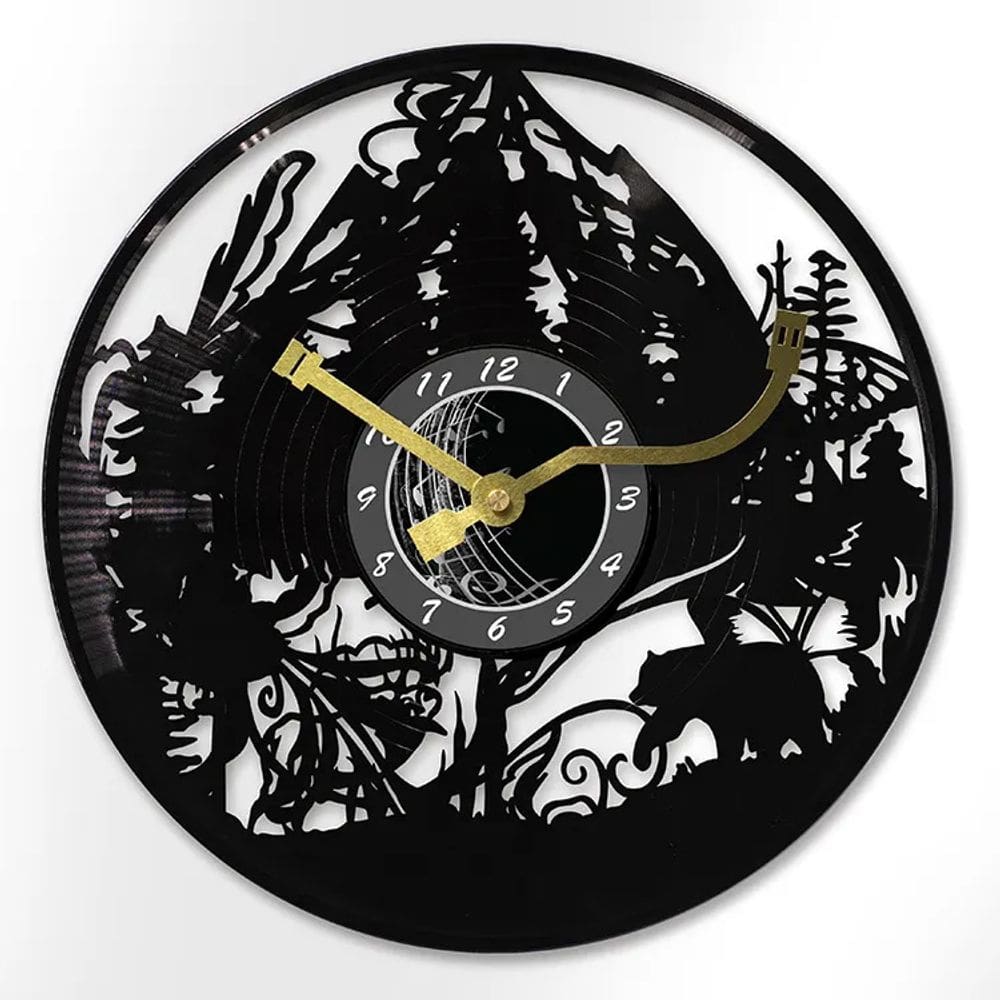 Relógio de parede Nature Forest Vinyl Record Non-Ticking 30cm