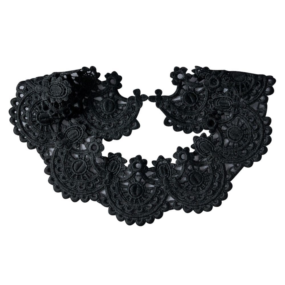 Gola de renda preta removível feminina com design oco elegante