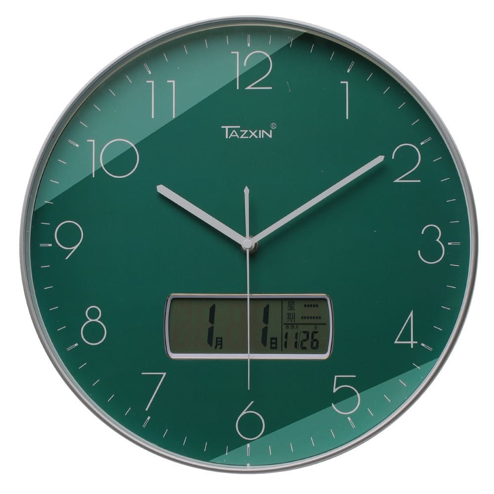 Relógio de parede, calendário digital moderno, silencioso e sem tique-taque