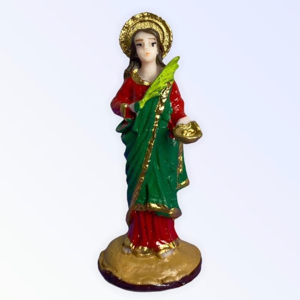Santo Católico Em Resina 7Cm Santa Luzia + Presente