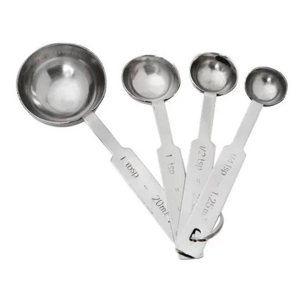 10X Conjunto De 4 Colheres Medidoras Em Aço Inox Mimo Style