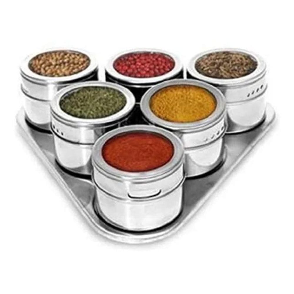 10X Porta Condimento Tempero Inox Magnético Imã Geladeira C