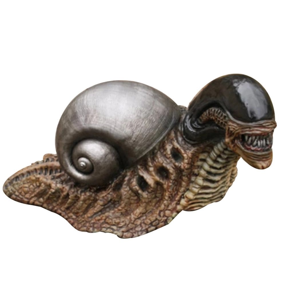 Escultura Creepy Snail Resin Aliens Horror, decoração de 14 cm