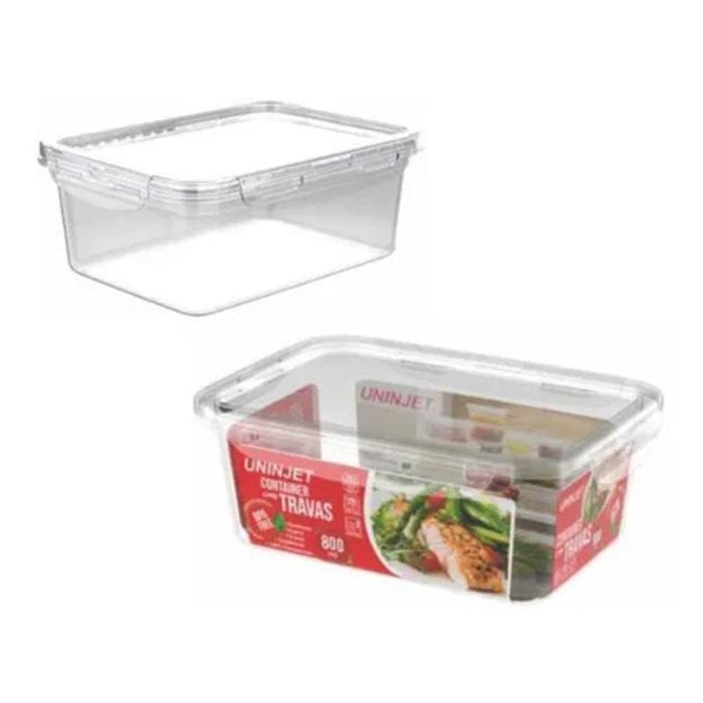 2X Kit 3 Potes Retangulares 800Ml Freezer Microondas Marmita