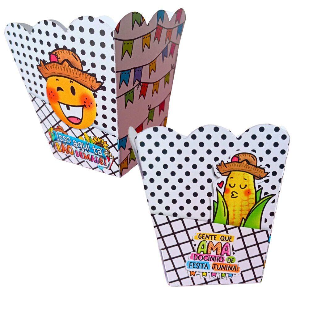 Caixinhas De Pipoca Festa Junina Branca Kit 30 Unidades