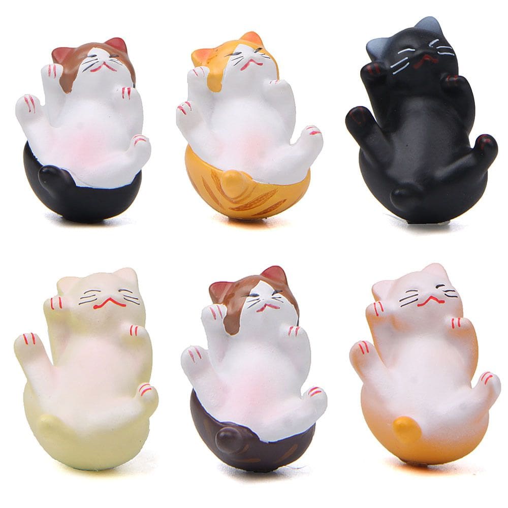 Ímãs de geladeira, resina fofa e gorda para pose lateral de gato, 6 unidades
