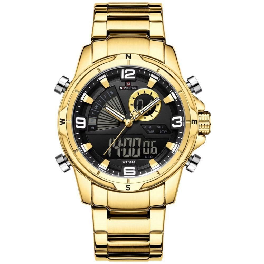 Relógio De Pulso Eletrônico Quartzo Design Luminoso à Prova D´agua Esportivo Dourado