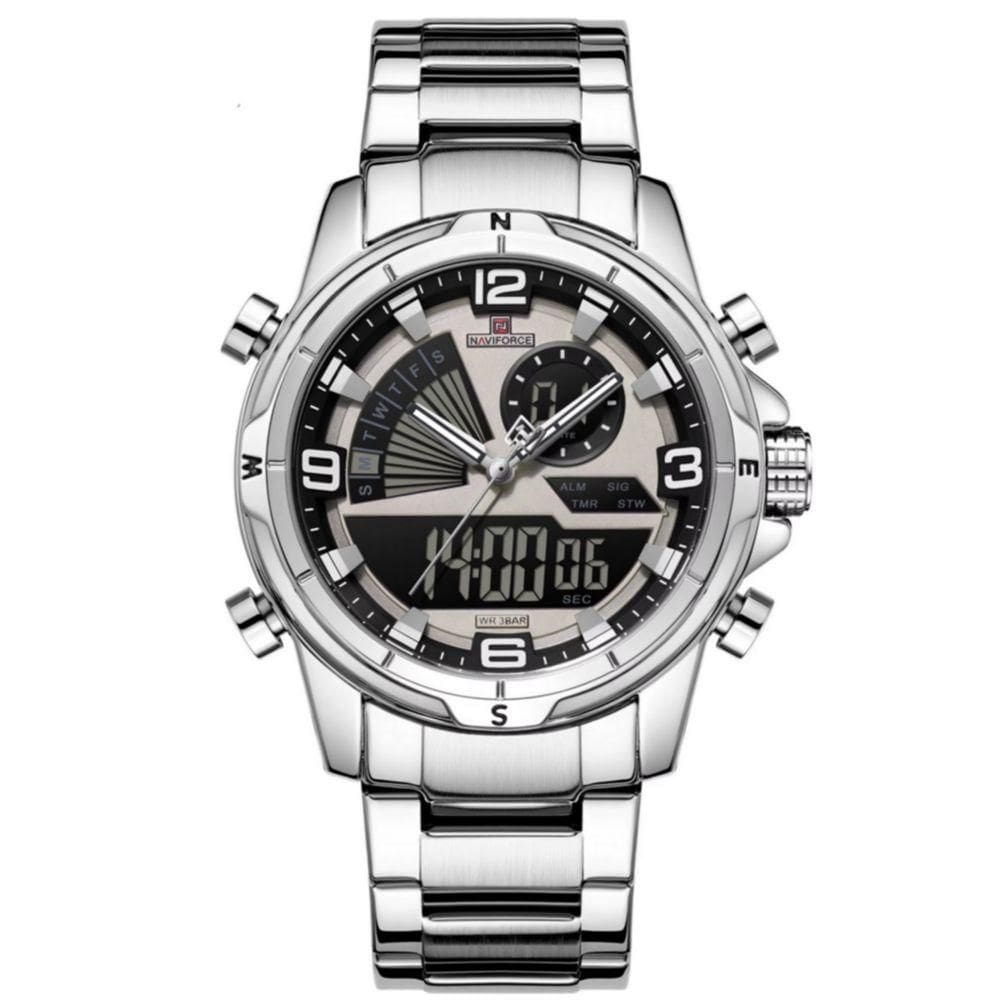 Relógio De Pulso Eletrônico Quartzo Design Luminoso à Prova D´agua Esportivo Prata