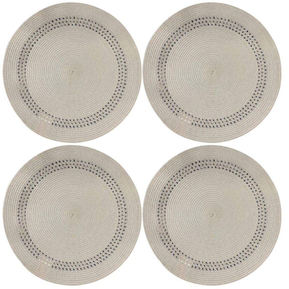 Kit 4 Sousplats Yoi Dot Bege 38Cmx38Cm