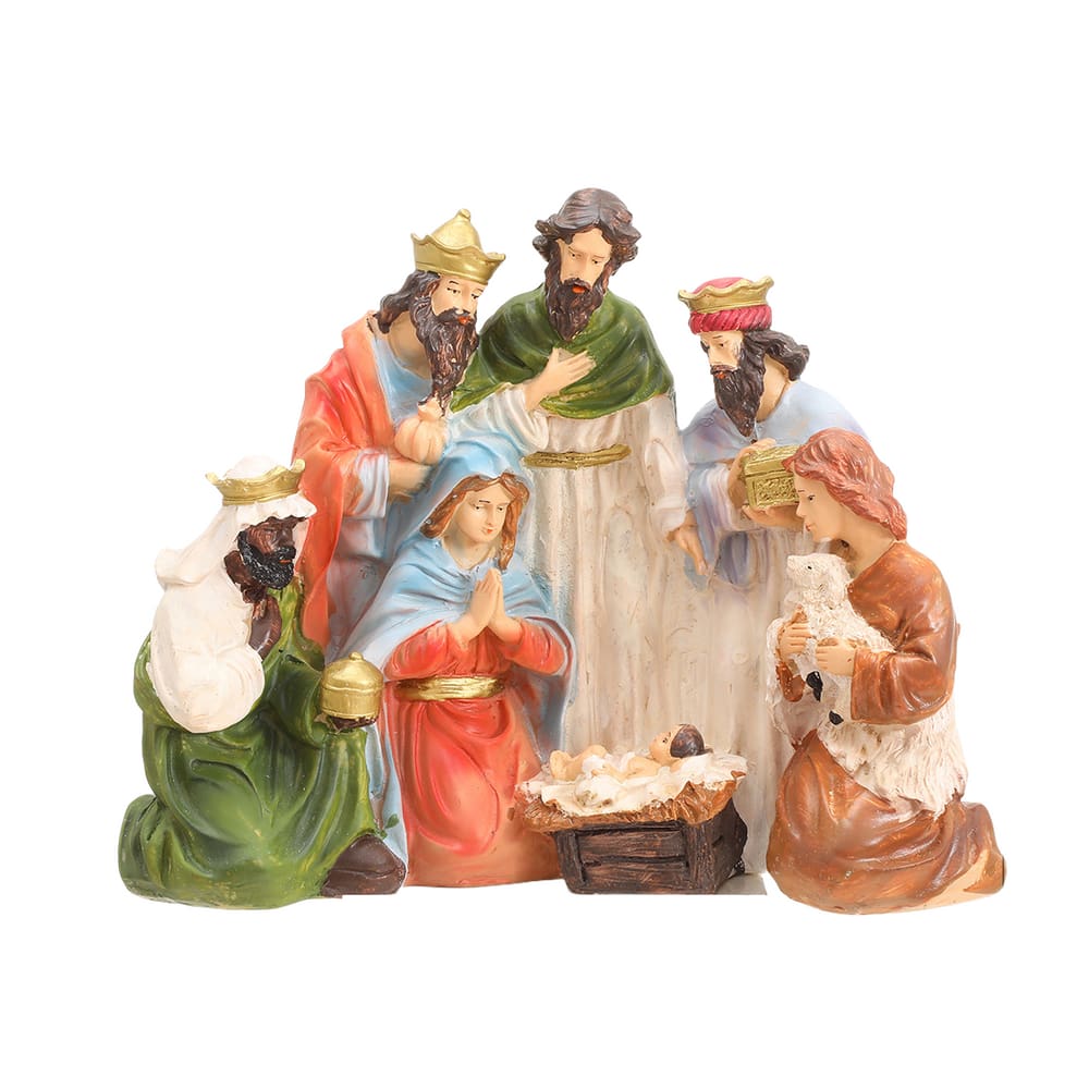 Estatueta de presépio em resina Jesus Birth com Mary Joseph