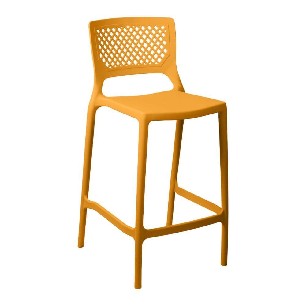 Banqueta Alta para Cozinha Amarelo Mostarda Empilhável Vênus em Polipropileno Acrilys
