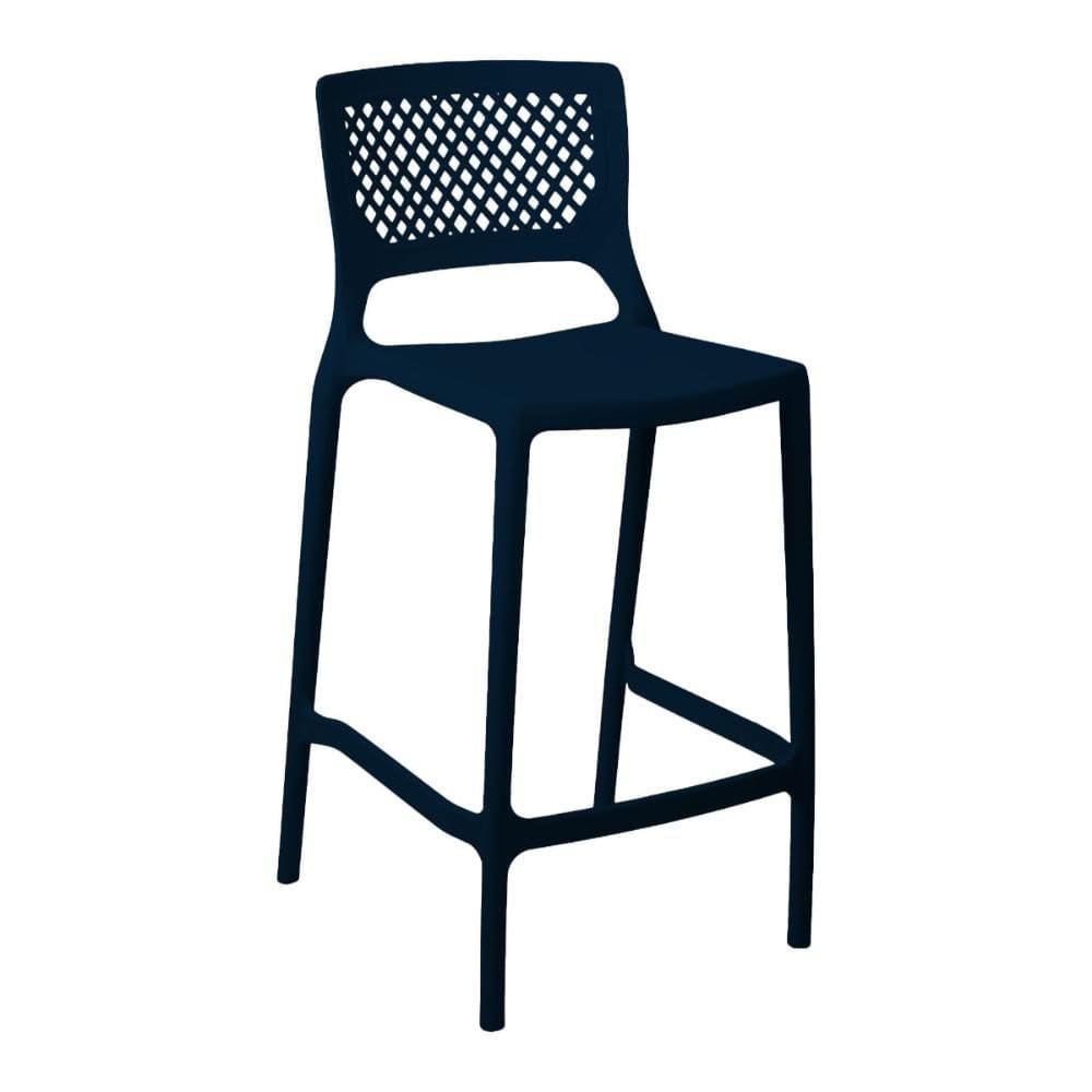 Banqueta Alta para Cozinha Azul Marinho Empilhável Vênus em Polipropileno Acrilys