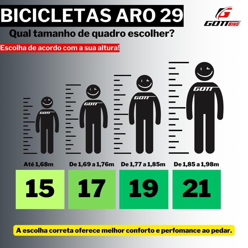 Bicicleta Aro 29 Aço Carbono Gott Vortex 21v Com Suspensão e Freio a Disco - Preto e Verde