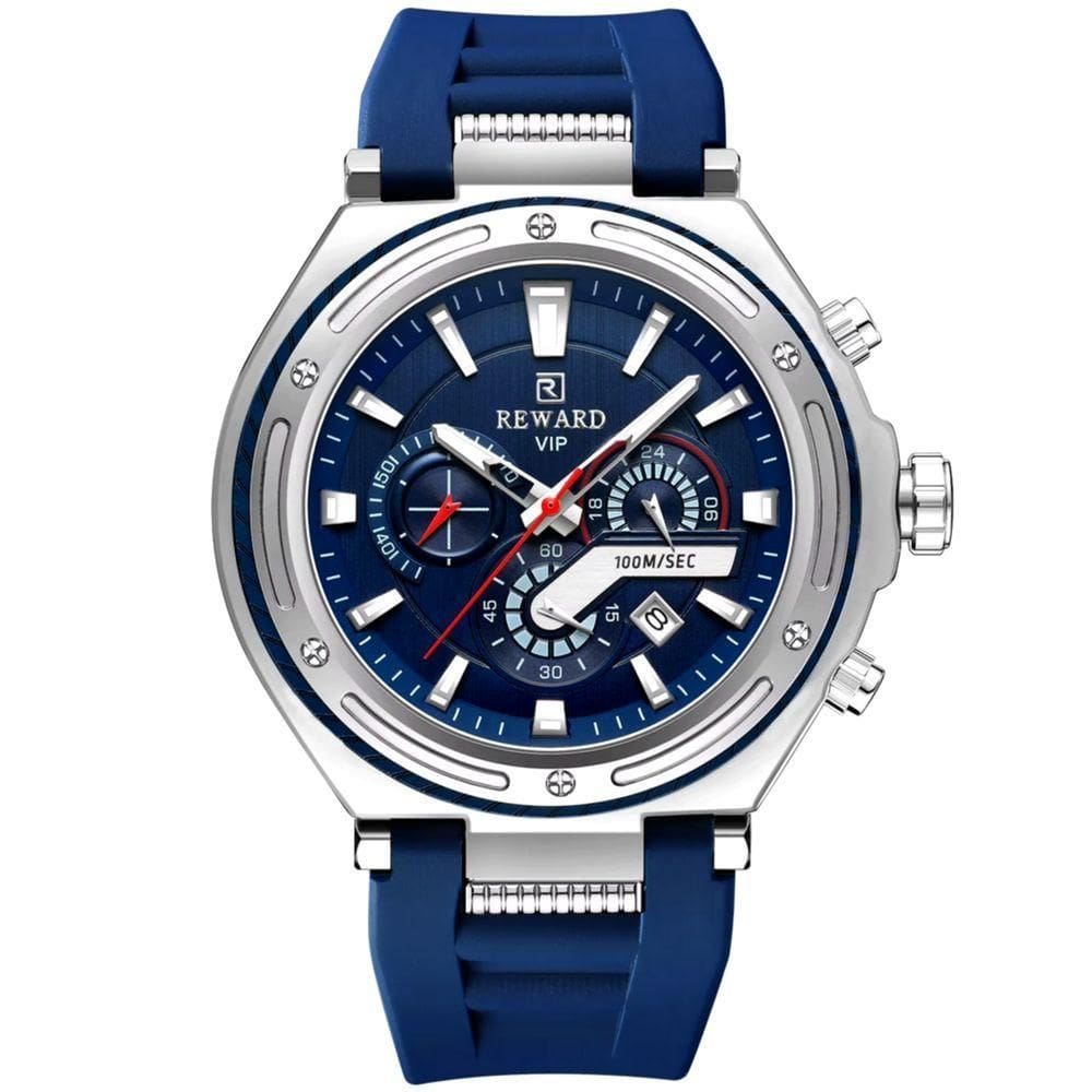 Relógio Masculino Design Robusto Esportivo De Quartzo 3bar à Prova D´agua Azul