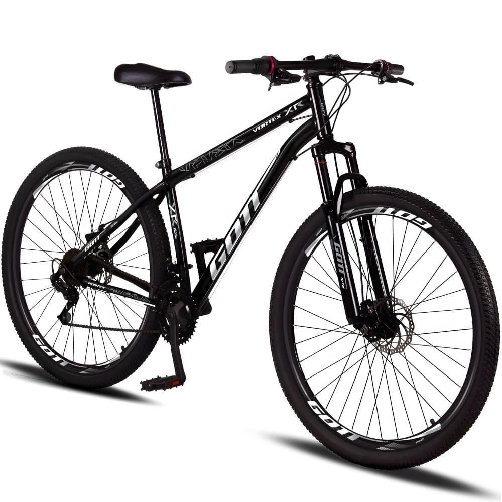 Bicicleta Aro 29 Aço Carbono Gott Vortex 21v Com Suspensão e Freio a Disco - Preto e Branco
