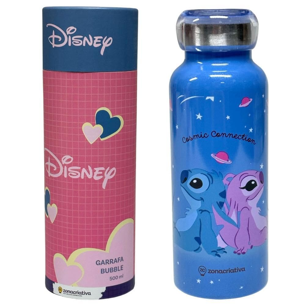 Garrafa Térmica Inox Bubble 500Ml Stitch Disney Namorados Zc