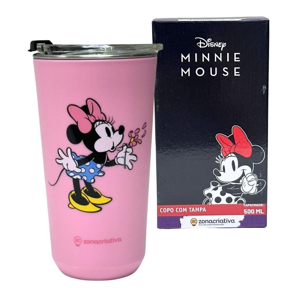 Copo Sky Inox Parede Dupla 500Ml Minnie Mouse Zona Criativa
