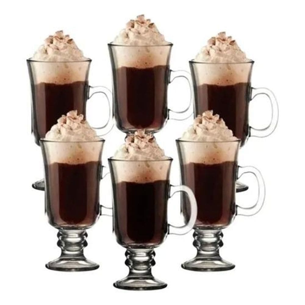 2X Caneca Xícara Cappuccino Café De Vidro 120Ml C/6Pçs