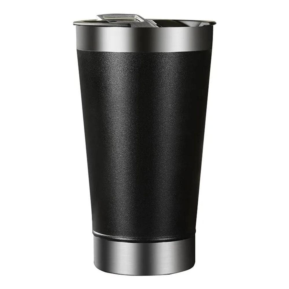 Copo Termico Com Tampa E Abridor 473Ml Aço Inox Cor Preto