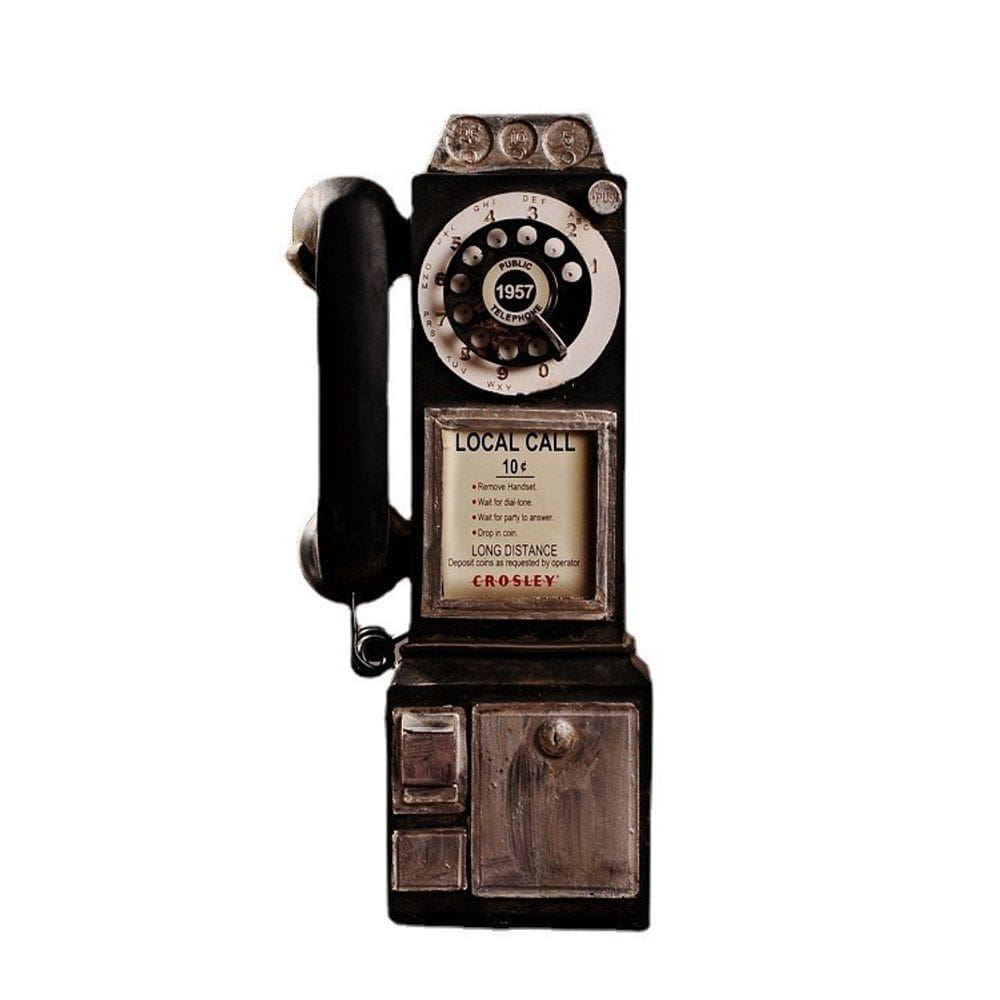 Escultura de parede, telefone retrô, resina vintage, 30 cm