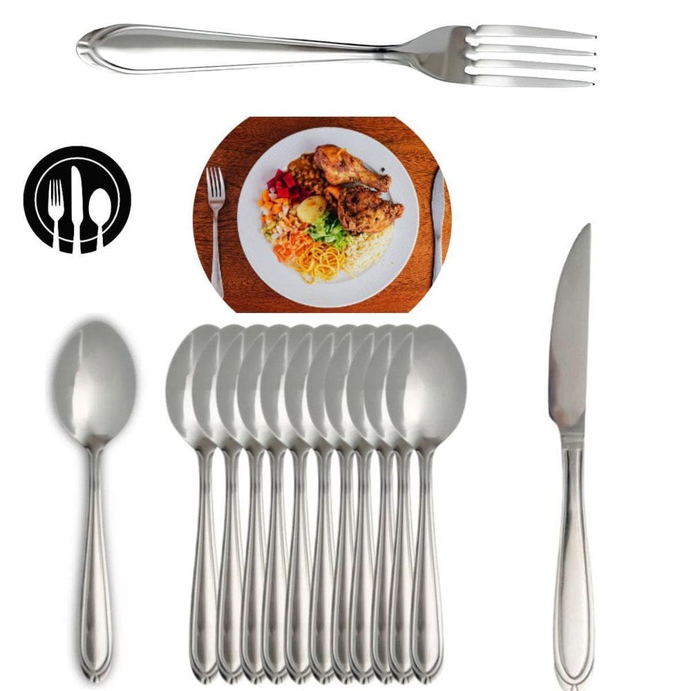 Kit 36 Peças Faca De Churrasco Colher Garfo Light Inox