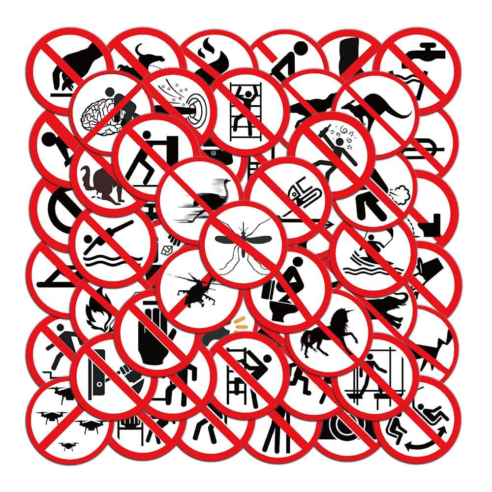 Conjunto de adesivos de aviso, 62 peças de decalque de vinil autoadesivo