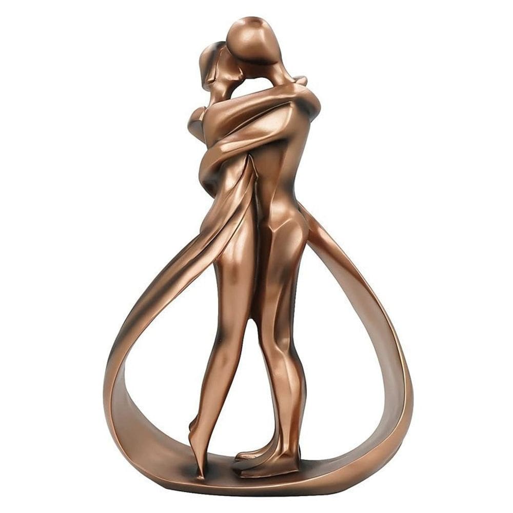 Escultura: casal romântico abraça resina moderna de 26 cm