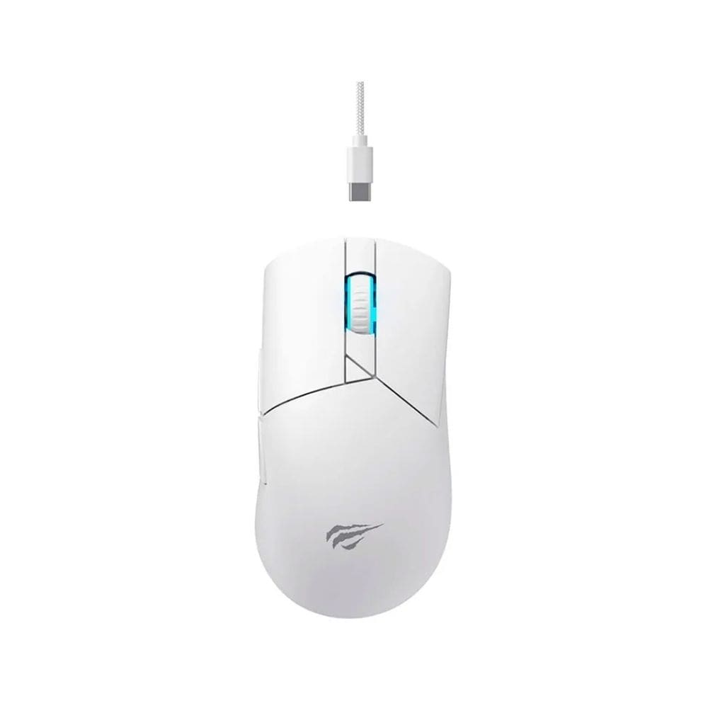 Mouse Gamer Havit MS966S, 10000DPI, Com fio (USB-C) + 2.4G (USB) + Bluetooth 5.2, 7 Botões Branco