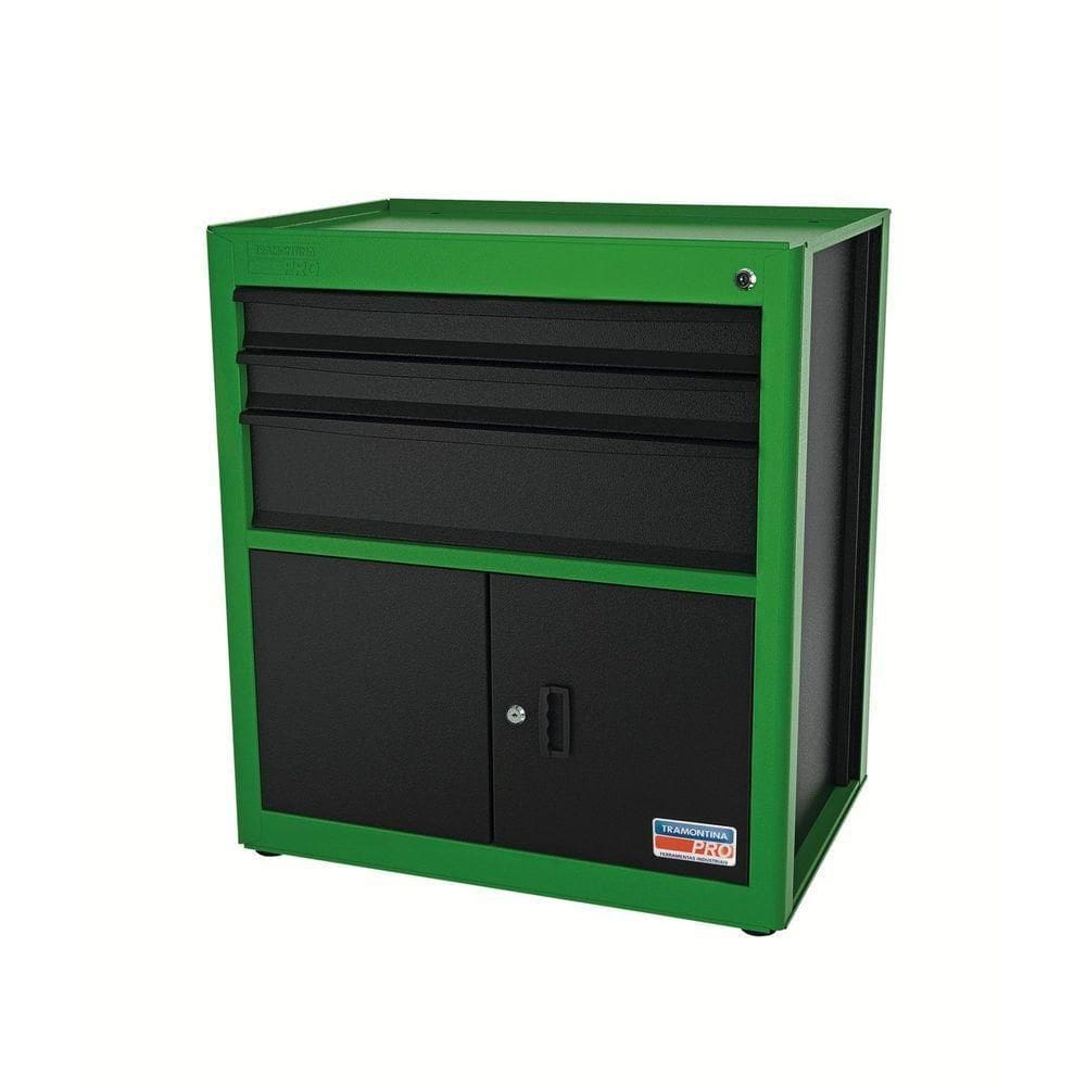 Módulo Bancada 3 Gavetas 2 Portas Tramontina Pro Verde Orgnizador Ferramentas Gavetas Armários Tramontina