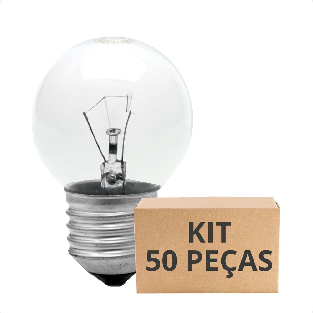Kit 50 Lâmpadas Incand Bolinha Colorida 15W E27 Clara 110V