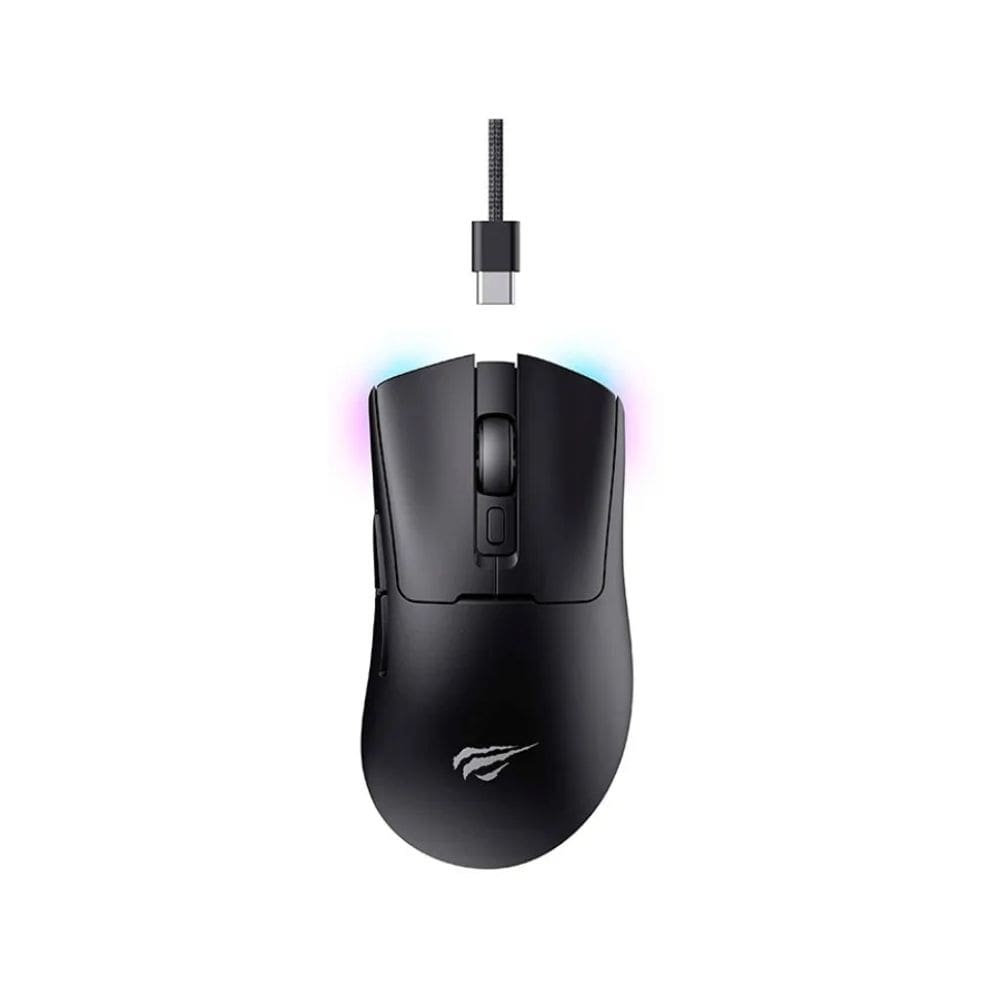 Mouse Gamer Havit MS966S, 10000DPI, Com fio (USB-C) + 2.4G (USB) + Bluetooth 5.2, 7 Botões Preto