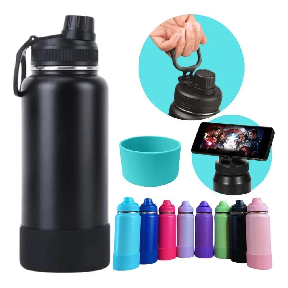 3X Garrafa Térmica Agua Gelada 800Ml Capinha Borracha Silico