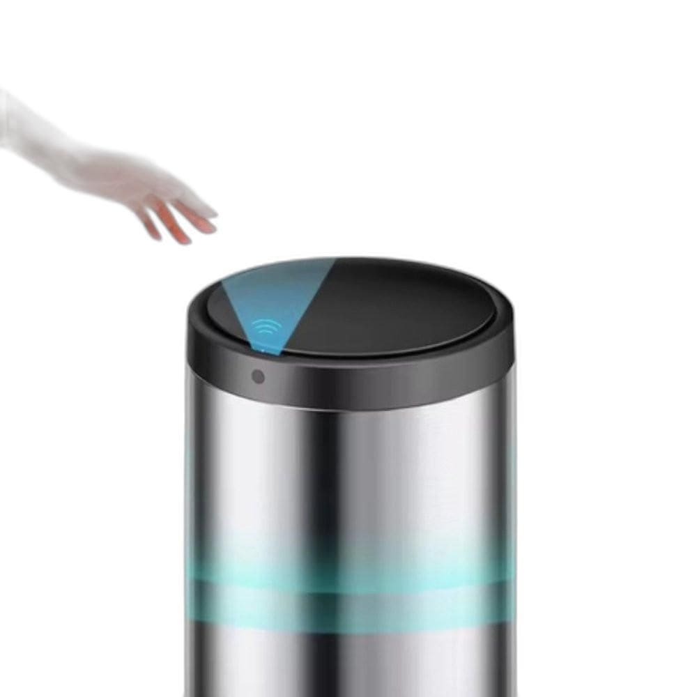 Lixeira Automática Redonda Em Aço Inox 50 Litros Com Sensor