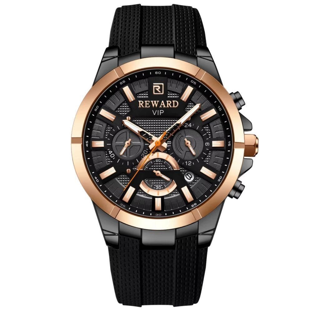 Relógio De Pulso Masculino Analógico Rà Prova D´agua Esportivo Preto Dourado