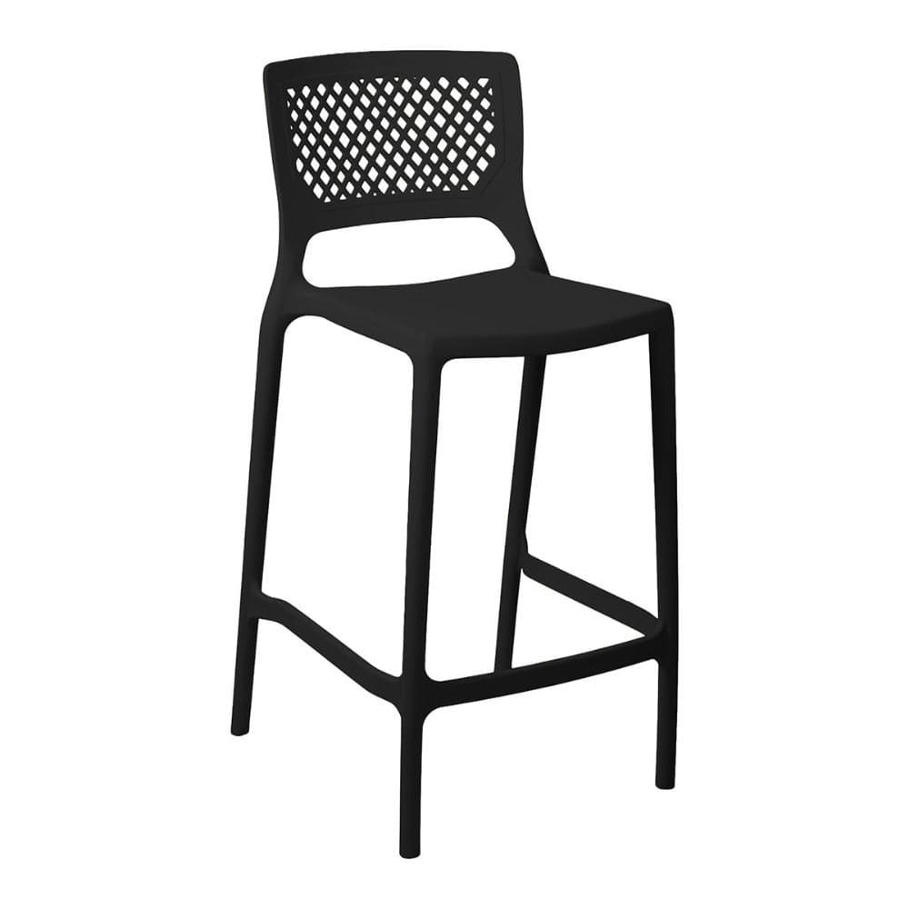 Banqueta Alta para Cozinha Preta Empilhável Vênus em Polipropileno Acrilys