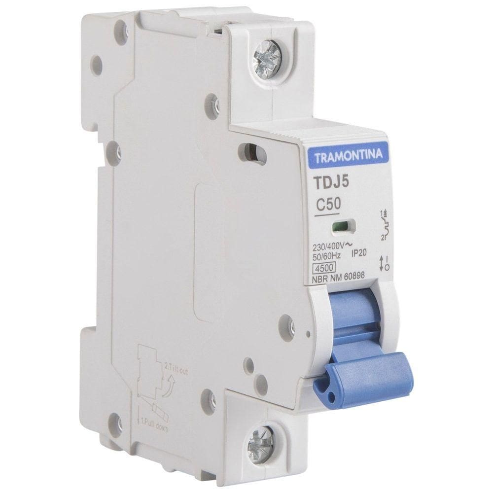 Minidisjuntor Tdj5-1c50 1 P 50 A 4,5 Ka Curva C Tramontina Tramontina