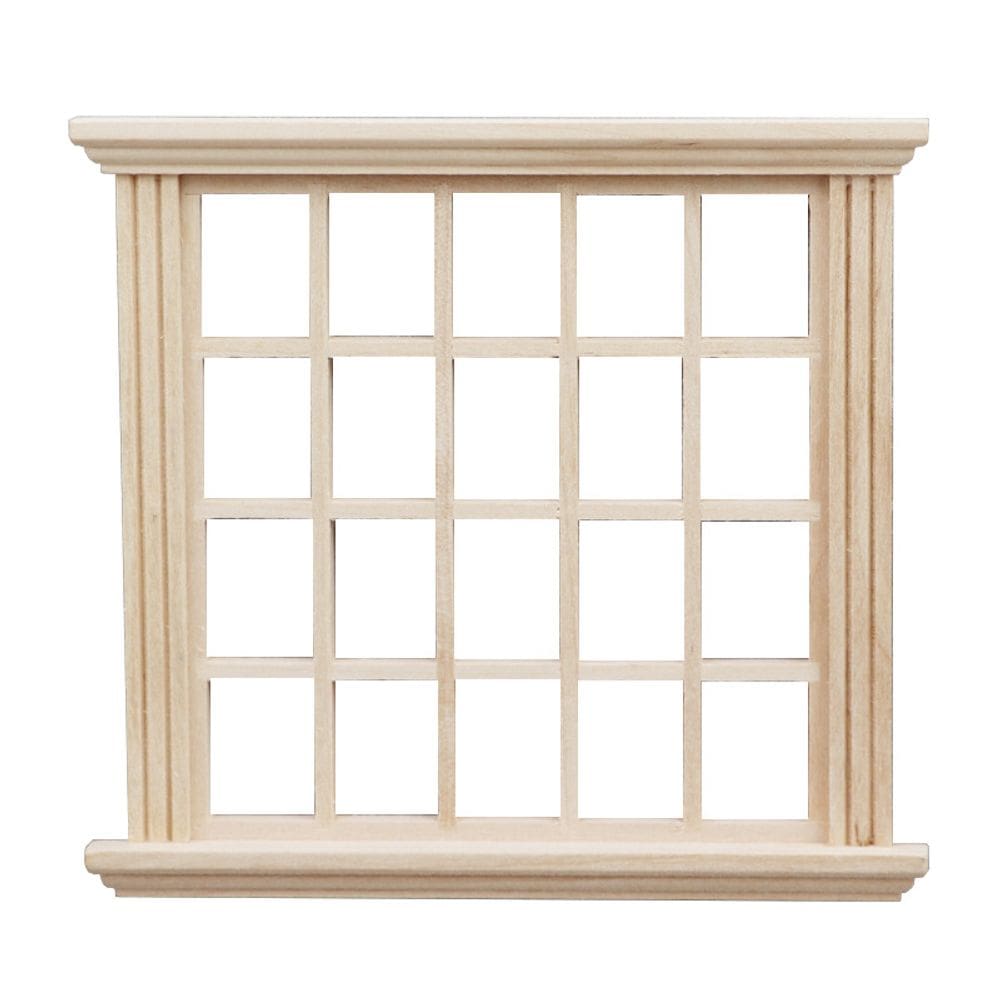 Janela de madeira em miniatura Dollhouse em escala 1:12 com 20 grades