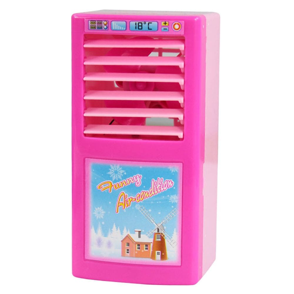 Mobiliário de casa de bonecas em miniatura, ar condicionado, brinquedo, plástico rosa