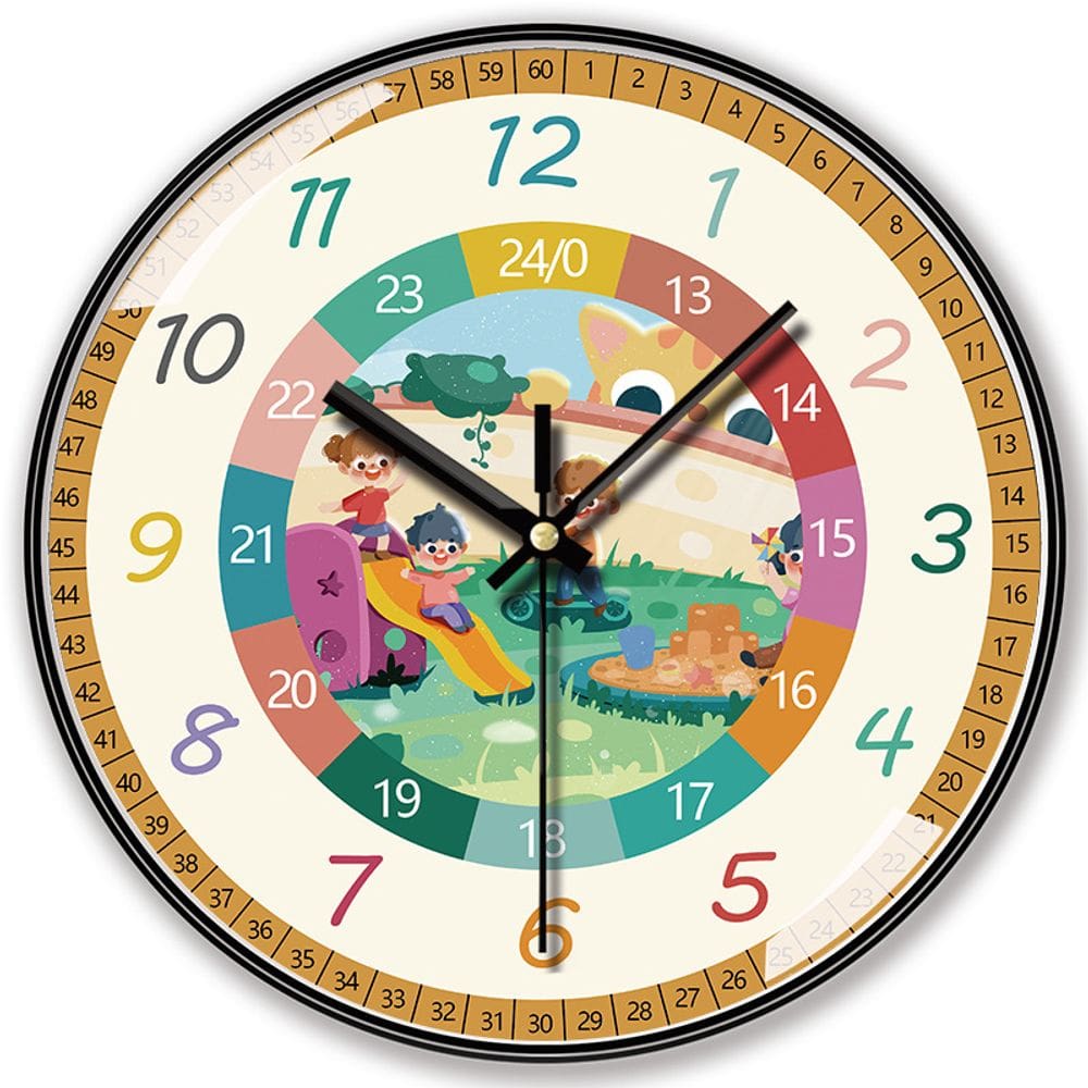 Relógio de parede Kids Learning 20cm Silent Non-Ticking Quartz