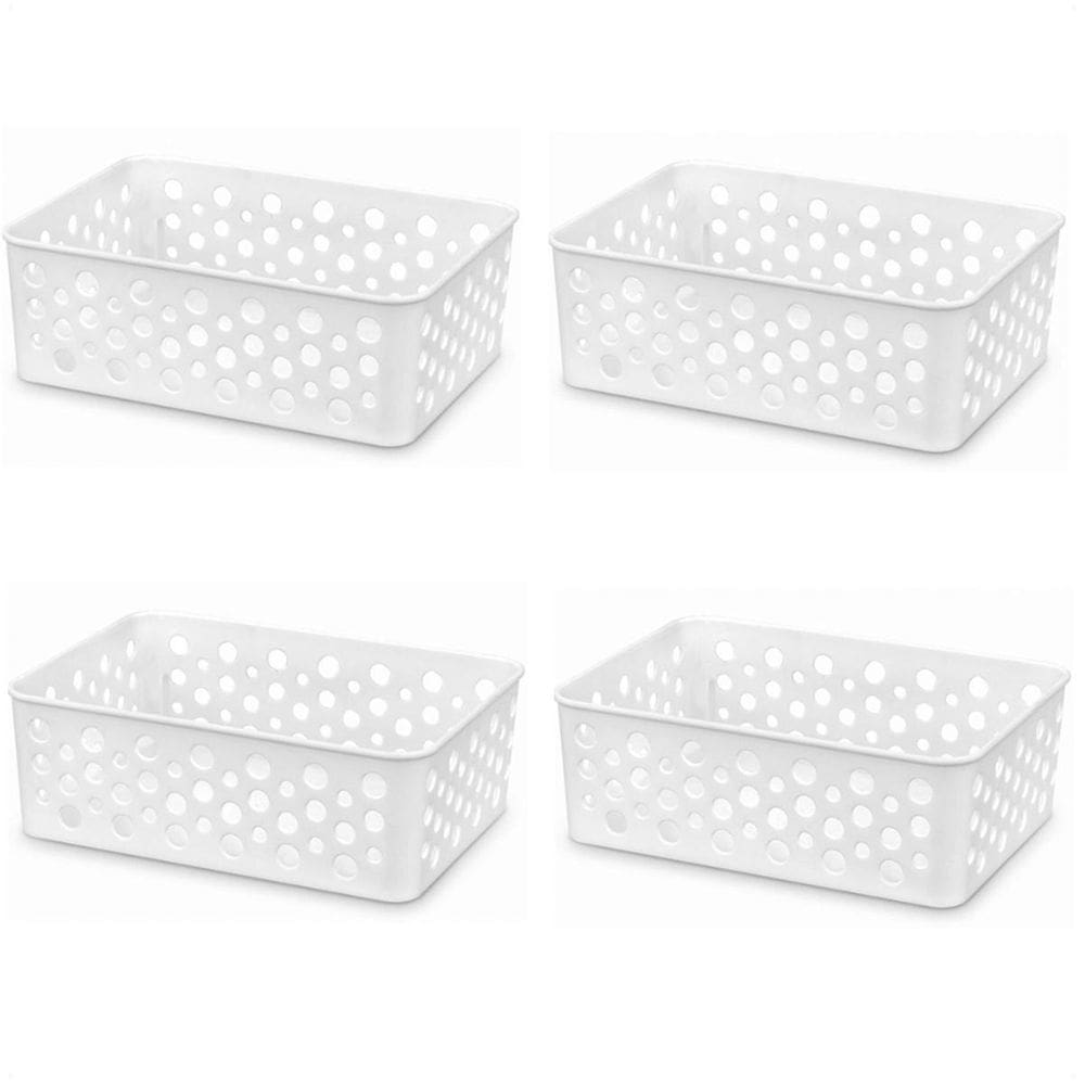 Kit 4 Cestos Organizadores Decorativos Multiuso P Branco