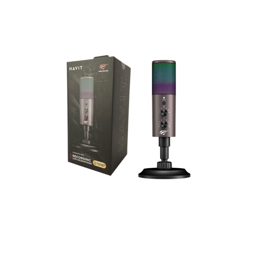 Microfone Gamer Usb Mesa Havit Gk61 Rgb Omnidirecional Preto