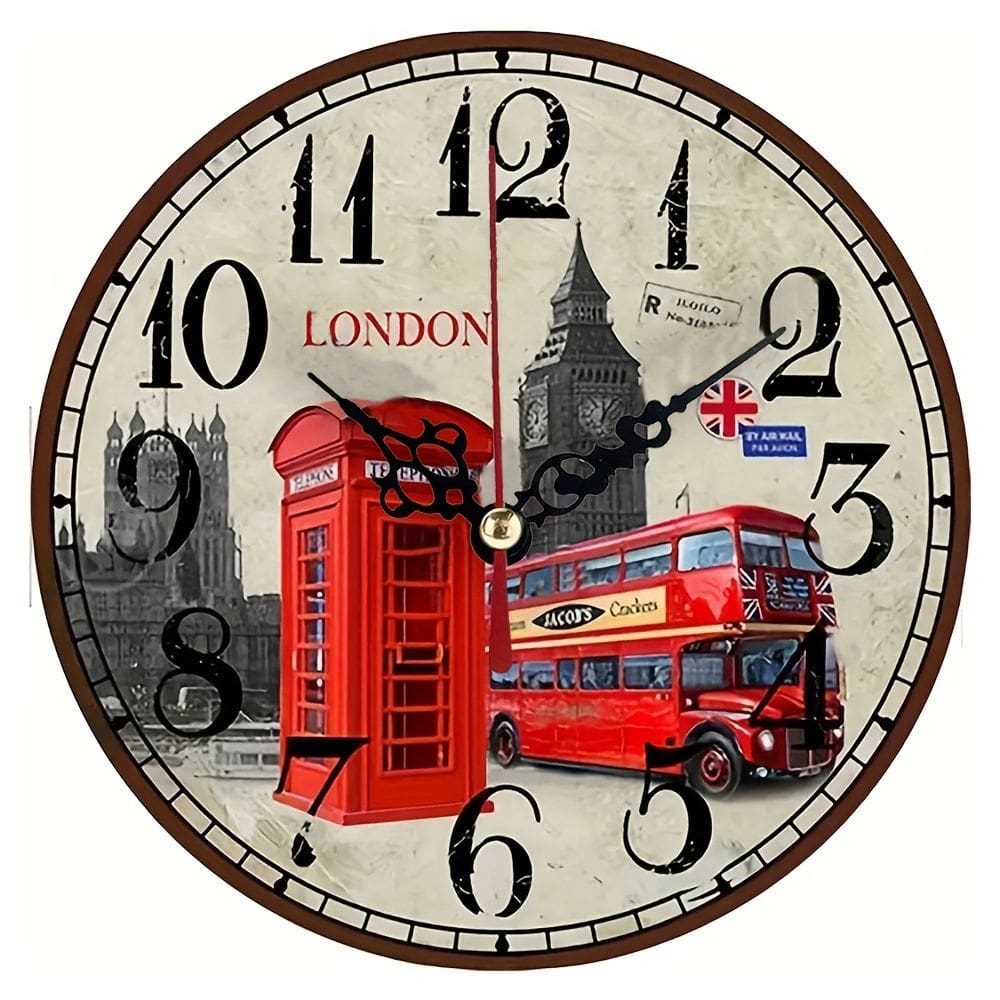 Relógio de parede Creative London com tema Big Ben Red Bus