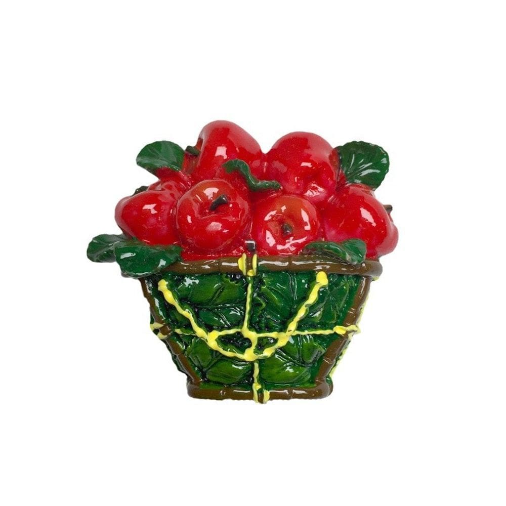 Cesta de frutas 3D com ímã de geladeira decorativa em resina artesanal