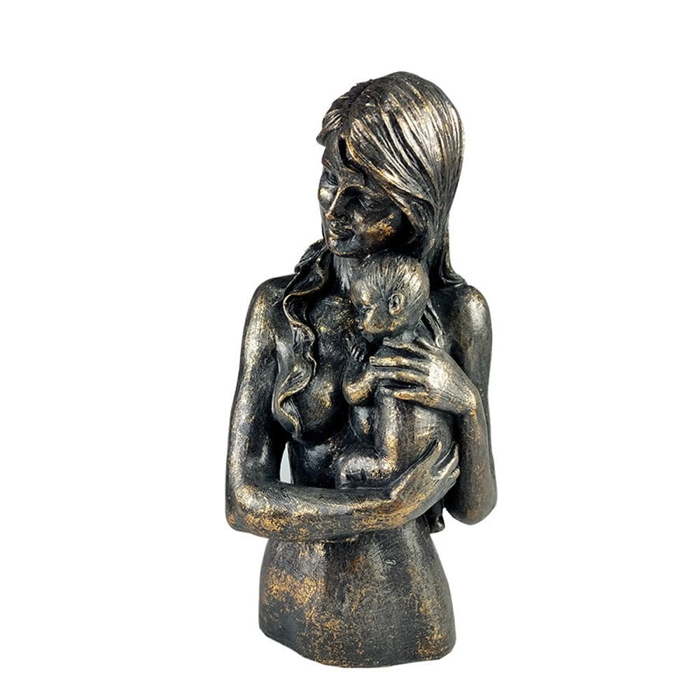 Escultura: estátua de resina, mãe e filho, figura humana artística