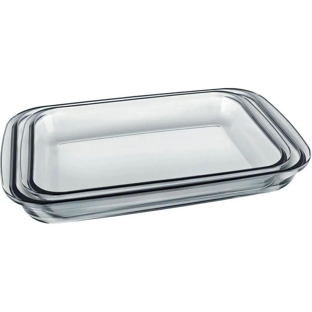 2X Jogo 2 Assadeiras Retangulares Marinex De Vidro Cor Trans