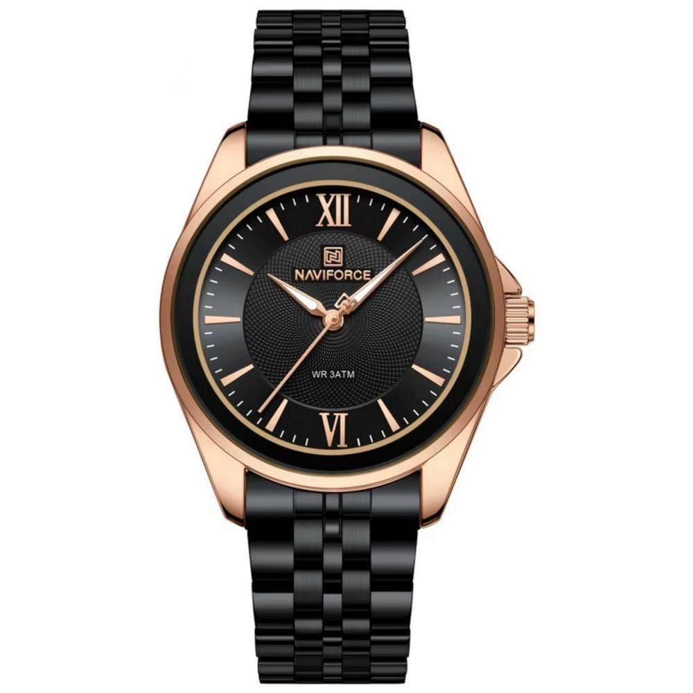 Relógio Redondo Feminino Design Simples Em Aço Inoxidável 3atm Preto