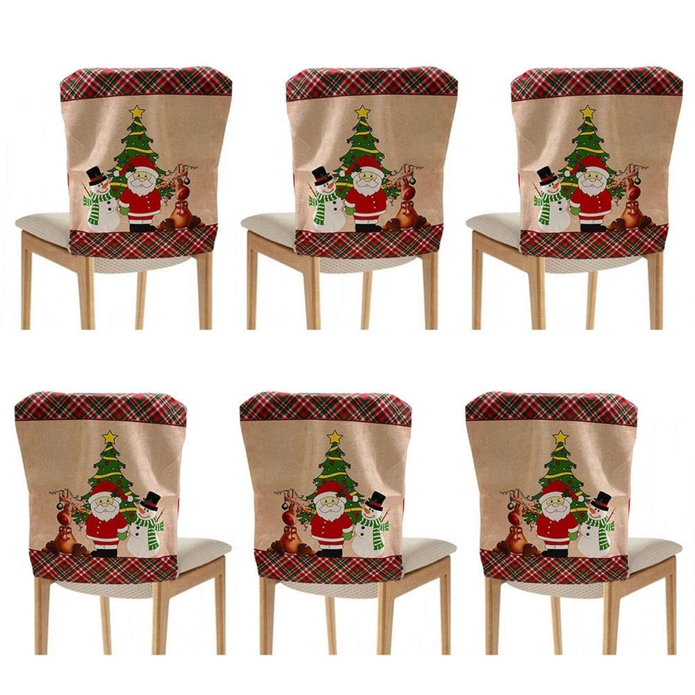 Capa de Cadeira Natal Natalino Kit 6 Unidades Mesa de Jantar Encosto Decoraçao Familia Reuniao Festa Fim de Ano Evento