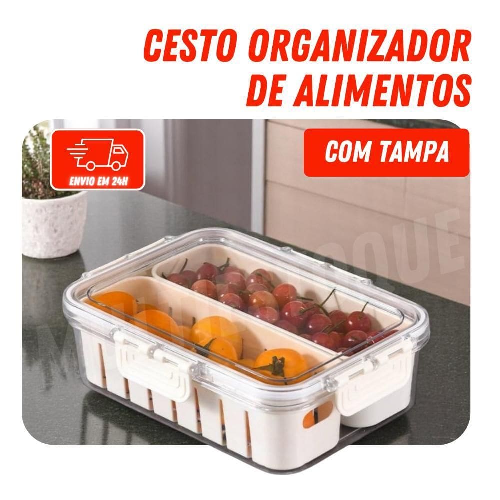 Organizador De Geladeira 2,5L Tampa De Acrílico E Drenagem