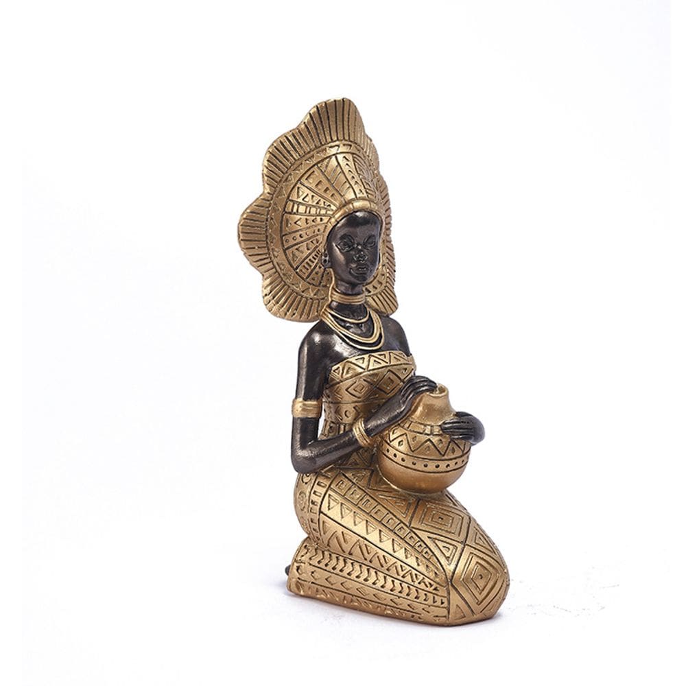 Escultura Estátua de resina de mulher africana vintage tribal 20,5 cm
