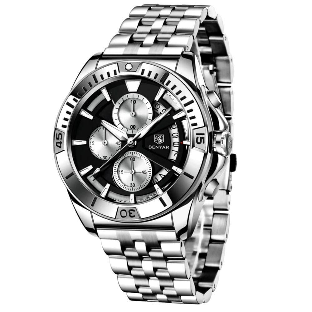 Relógio Masculino De Pulso Quartzo Em Aço Inoxidável Esportivo à Prova D´agua Preto